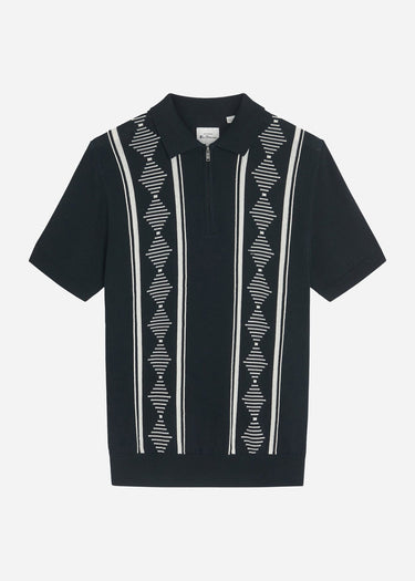 Ben Sherman Polo's Argyle jacquard polo - black