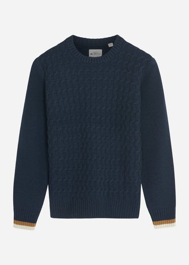 Ben Sherman Truien Cable textured crew - dark navy