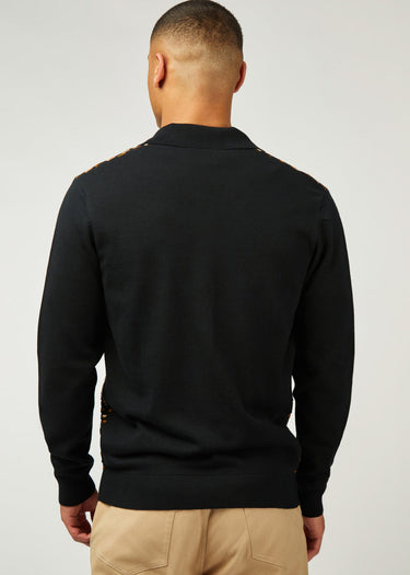 Ben Sherman Truien Button through polo - black