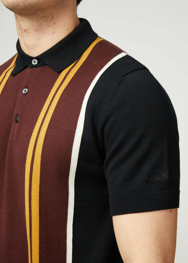 Ben Sherman Polo's Verticle stripe polo - black