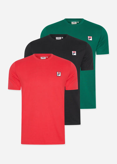 Fila T-shirts 3 pack ledge tee - True Red - Black - Aventurine