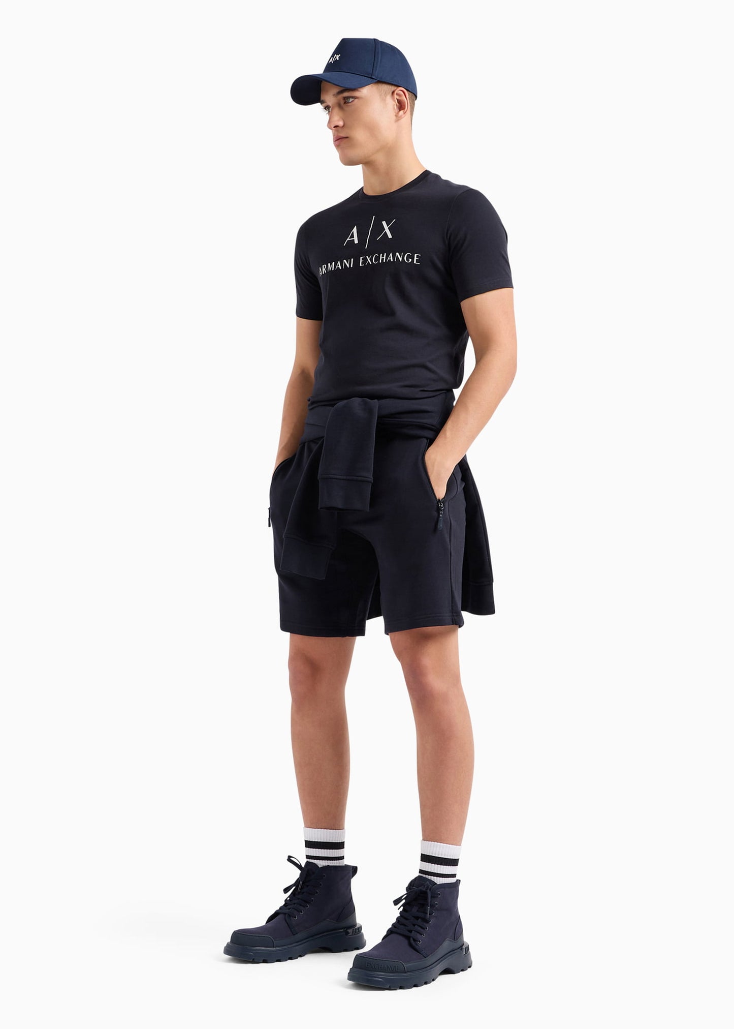 Armani Exchange T-shirts Slim fit jersey t-shirt with logo - navy