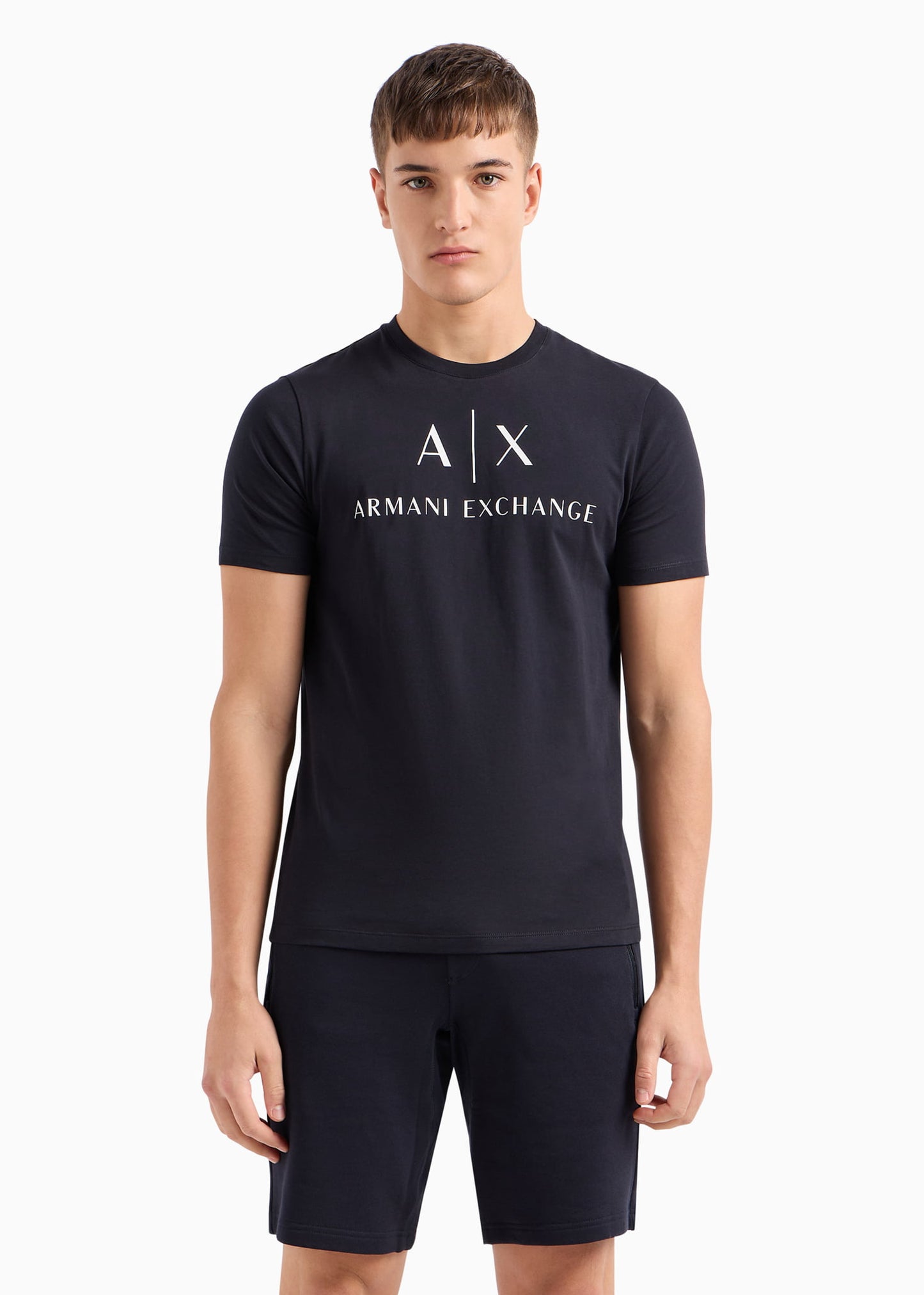 Armani Exchange T-shirts Slim fit jersey t-shirt with logo - navy