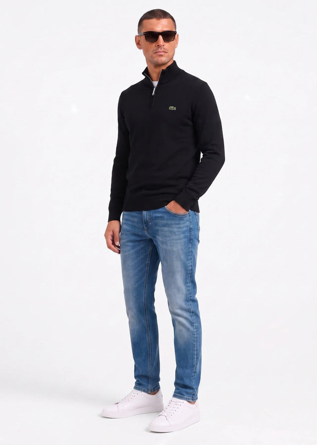 Lacoste Truien Regular fit high zipped neck sweater - black
