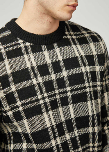 Ben Sherman Truien Tartan jacquard crew - black