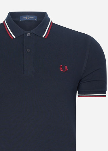 Fred Perry Polo's Twin tipped fred perry shirt - navy snow white burnt red