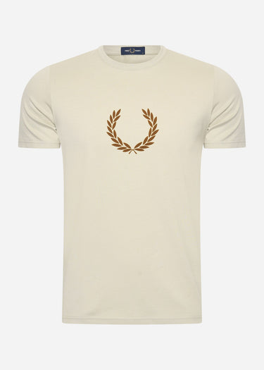 Fred Perry T-shirts Flocked laurel wreath gra tee - light oyster