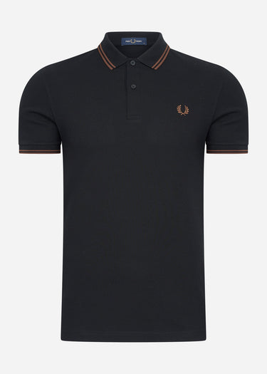 Fred Perry Polo's Twin tipped fred perry shirt - black whisky brown