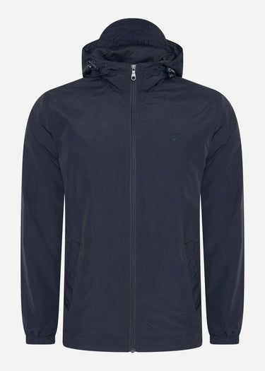 Lyle & Scott Jassen Tonal eagle zip through hooded jacket - dark navy