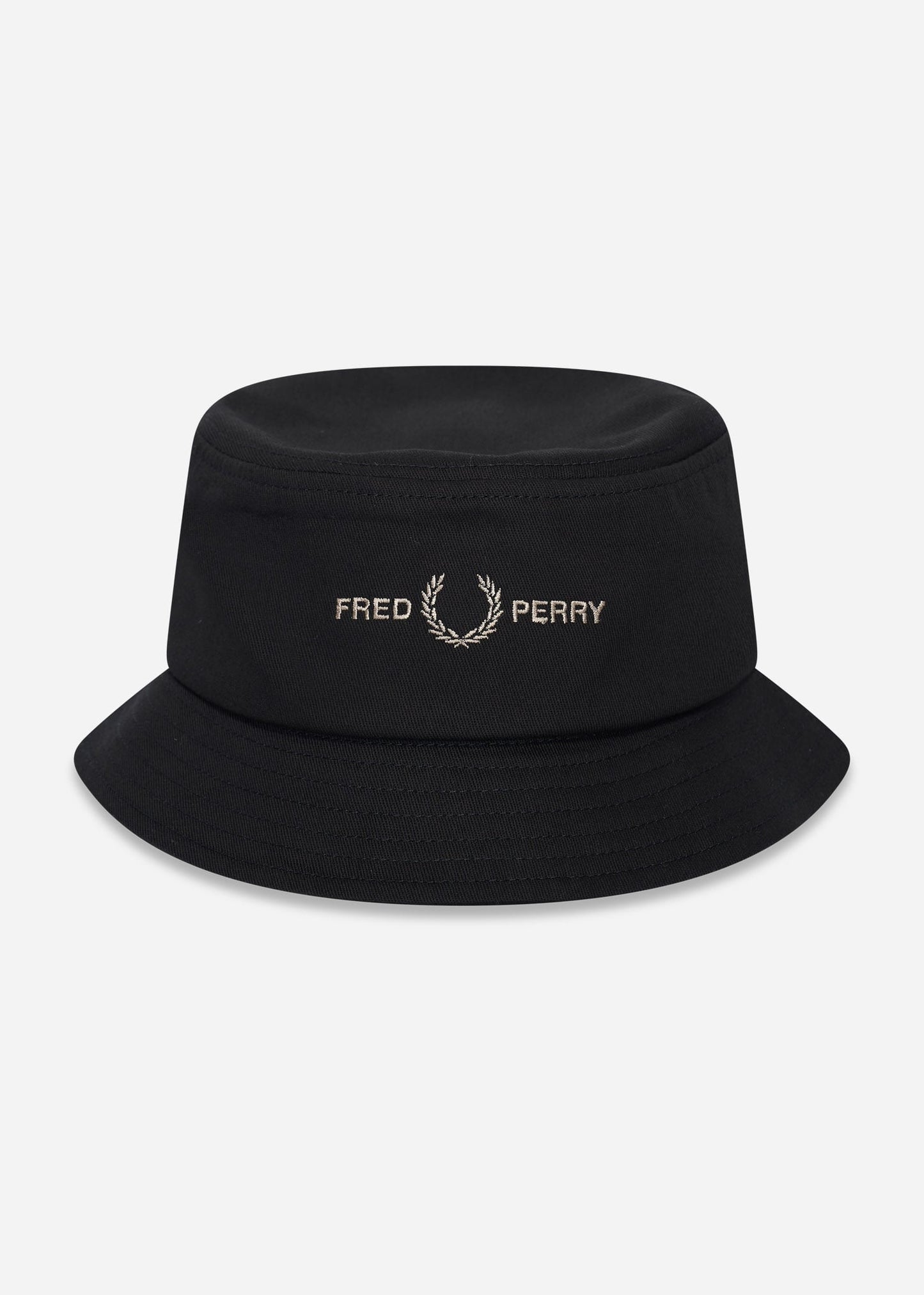 Fred Perry Bucket Hats Graphic brand twill bucket hat - black warm grey