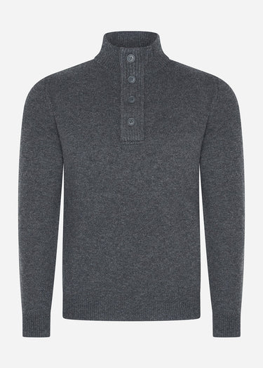 Barbour Truien Essential patch half zip knitted jumper - charcoal