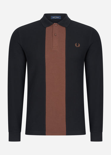 Fred Perry Longsleeve Polo's  Panelled long sleeve polo shirt - black