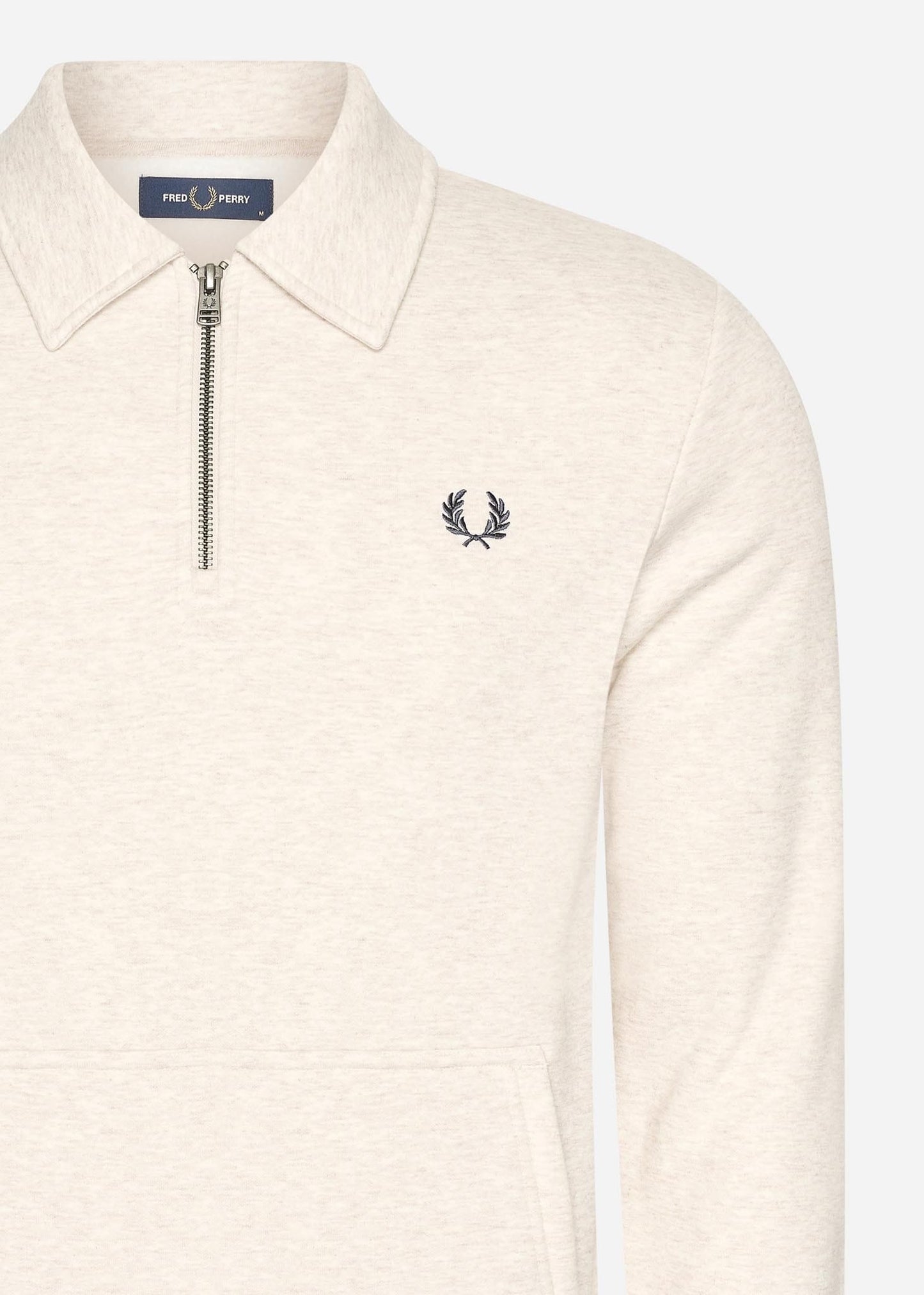 Fred Perry Truien Halfzip fleece back sweatshirt - porridge marl