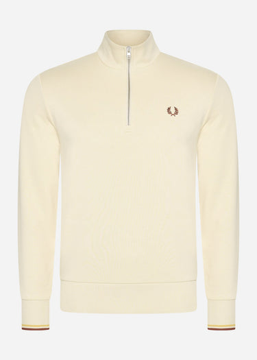 Fred Perry Truien Half zip sweatshirt - oatmeal whisky brown