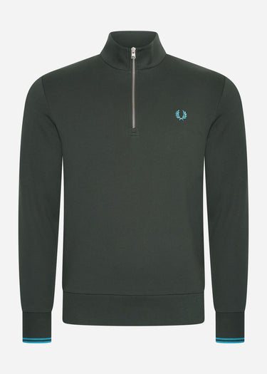 Fred Perry Truien  Half zip sweatshirt - night green runaway bay ocean