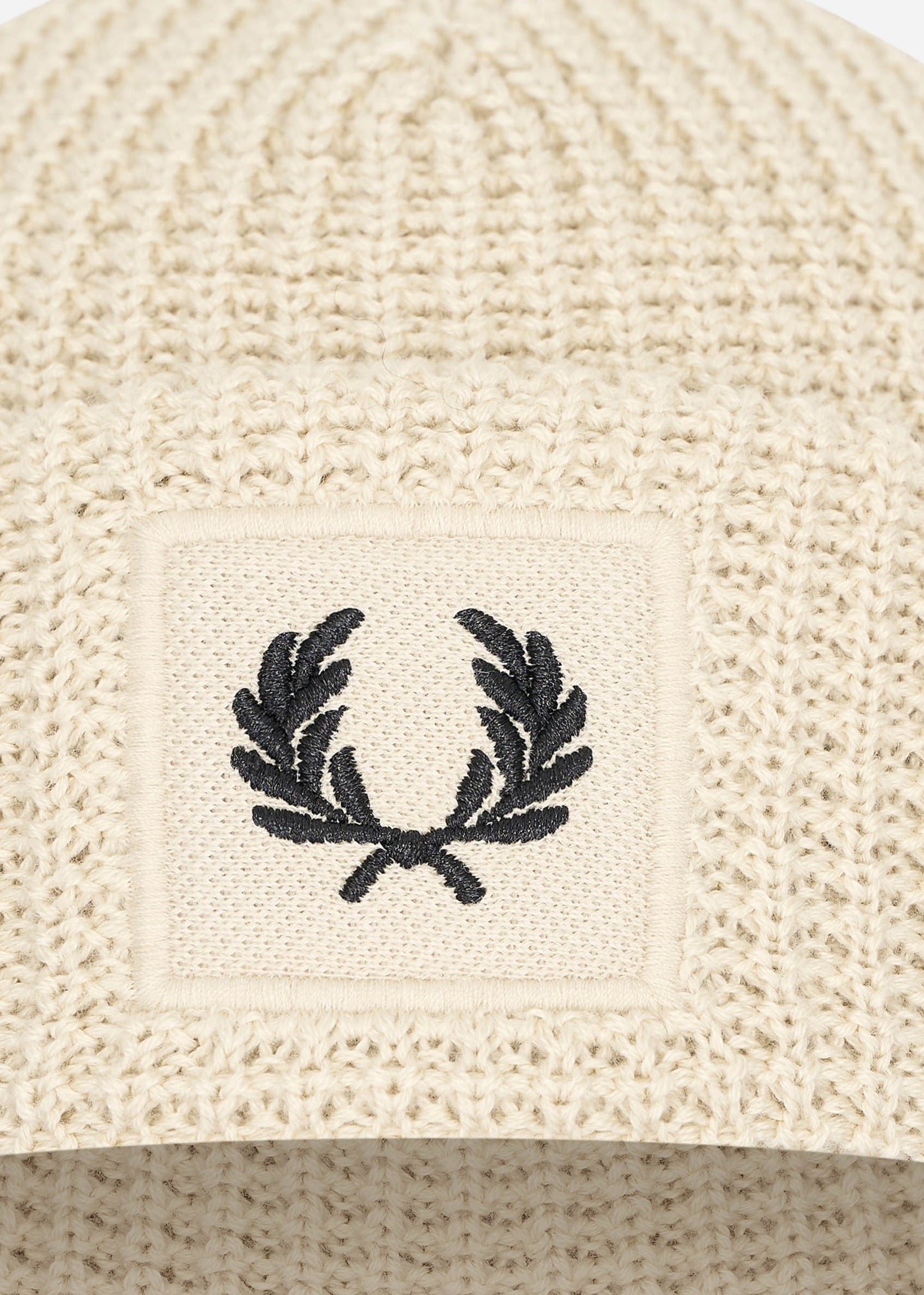 Fred Perry Mutsen Patch brand waffle knit beanie - oatmeal black
