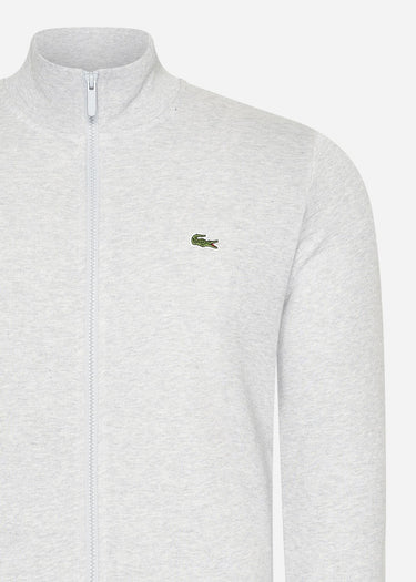 Lacoste Vesten Brushed fleece zip through sweater - Silver Chine