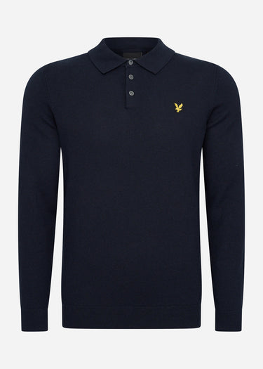 Lyle & Scott Longsleeve Polo's Long sleeve knitted polo shirt - dark navy