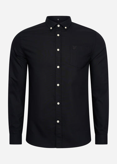 Lyle & Scott Overhemden Tonal eagle regular fit light weight oxford shirt - jet black