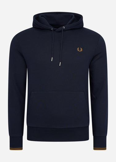 Fred Perry Hoodies Tipped hooded sweatshirt - navy dark caramel
