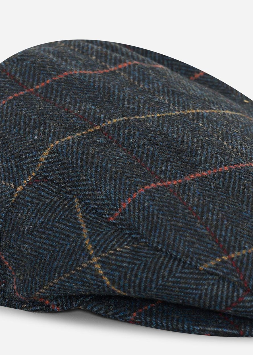 Barbour Petten Wilkin flat cap - navy herringbone