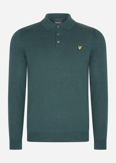 Lyle & Scott Truien  Cotton merino long sleeve knitted polo - argyle teal