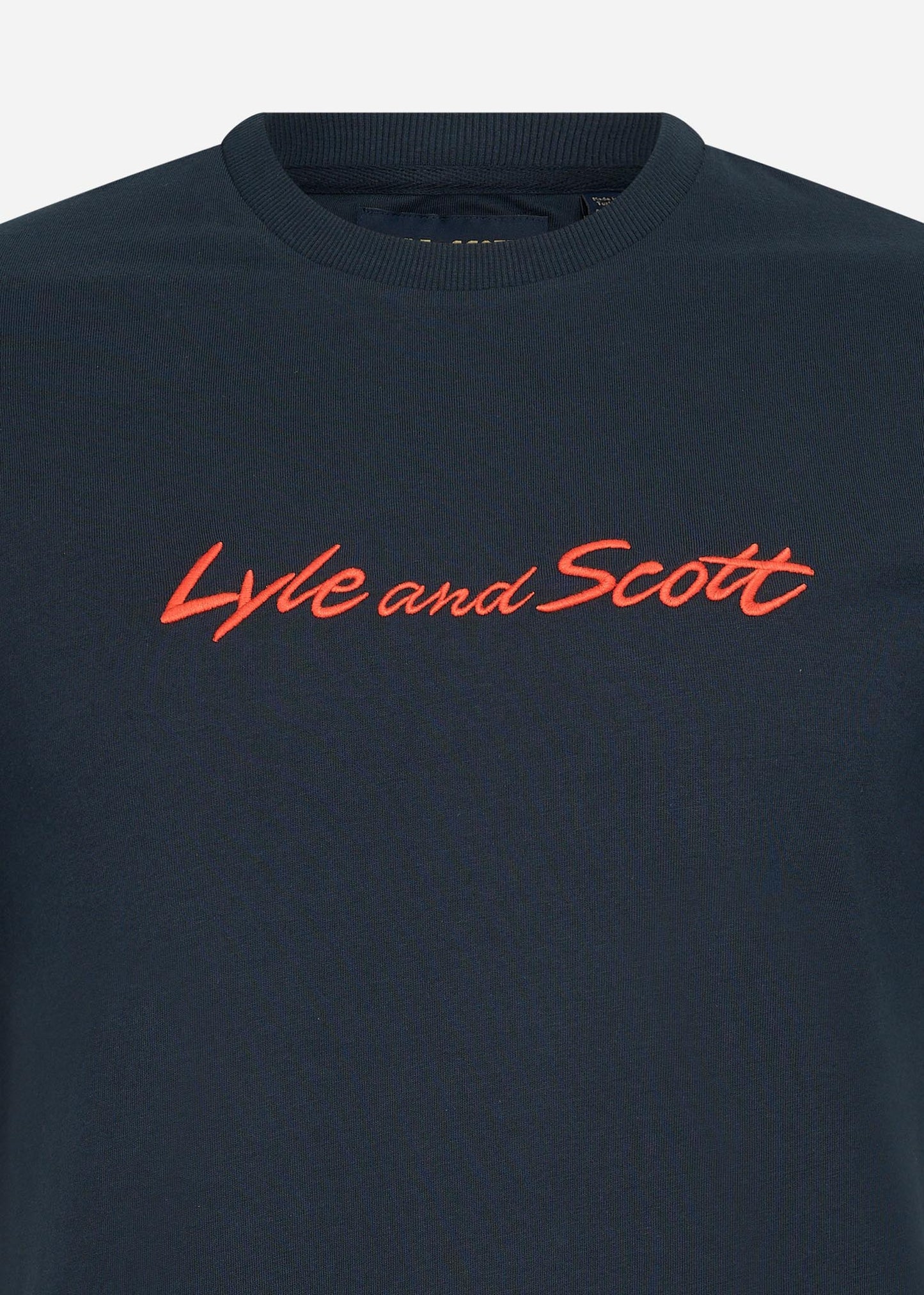 Lyle & Scott T-shirts Script embroidery t-shirt - dark navy sorrel orange