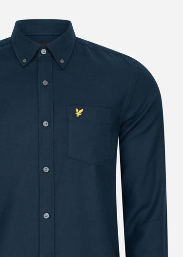 Lyle & Scott Overhemden Plain flannel shirt - dark navy