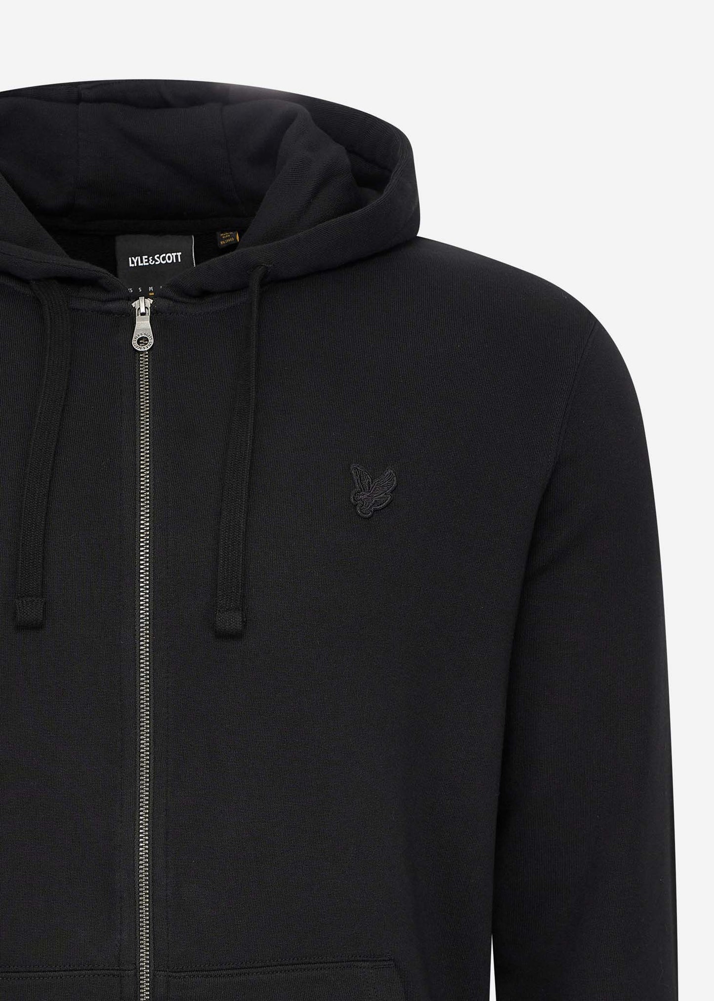Lyle & Scott Vesten Tonal eagle zip through hoodie - jet black