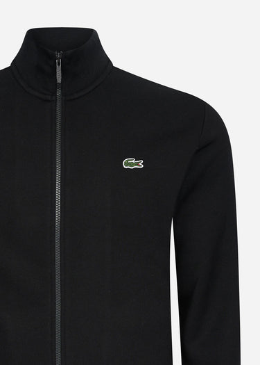 Lacoste Vesten Brushed fleece zip through sweater - black