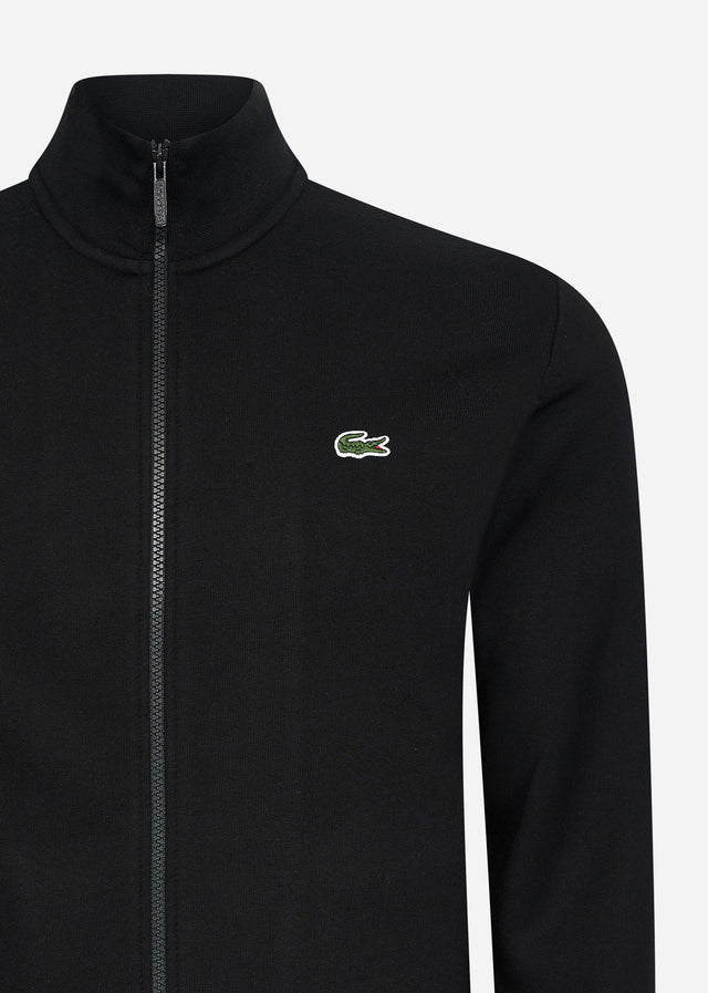Lacoste Vesten Brushed fleece zip through sweater - black