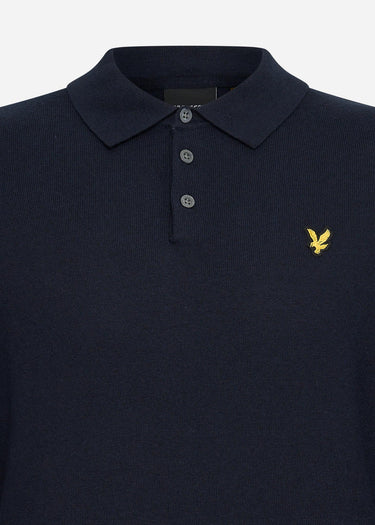 Lyle & Scott Longsleeve Polo's Long sleeve knitted polo shirt - dark navy