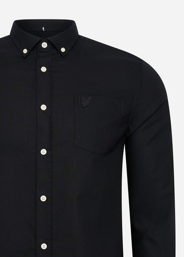 Lyle & Scott Overhemden Tonal eagle regular fit light weight oxford shirt - jet black