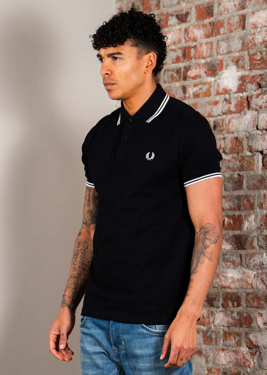 Fred Perry Polo's Twin tipped fred perry shirt - black white white