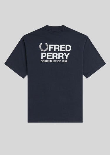 Fred Perry T-shirts Back print fred perry text t-shirt - navy