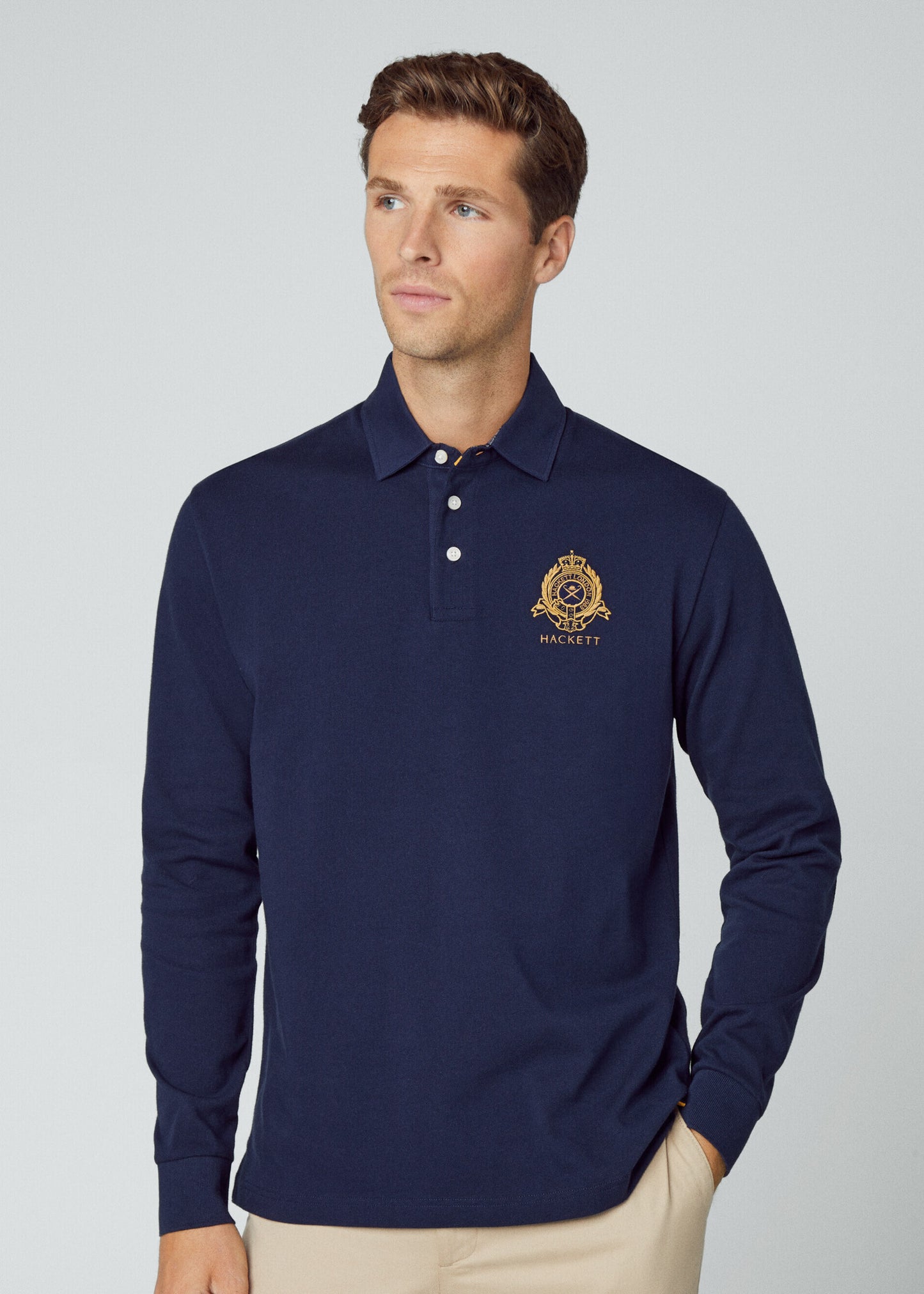 Hackett London Longsleeve Polo's Heritage logo rugby - navy