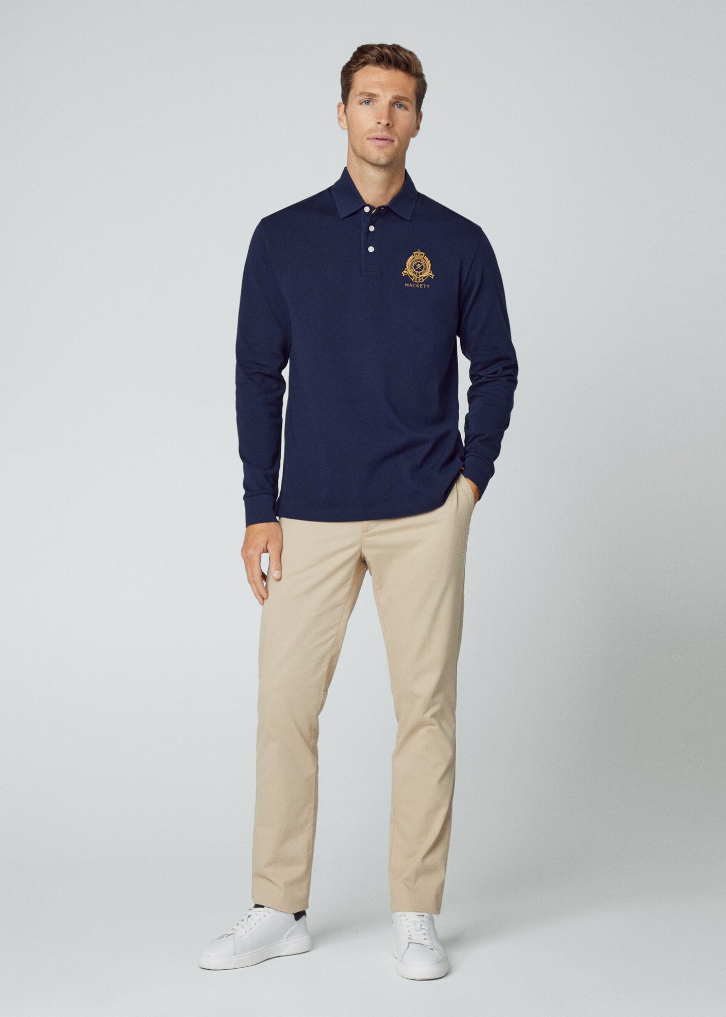 Hackett London Longsleeve Polo's Heritage logo rugby - navy