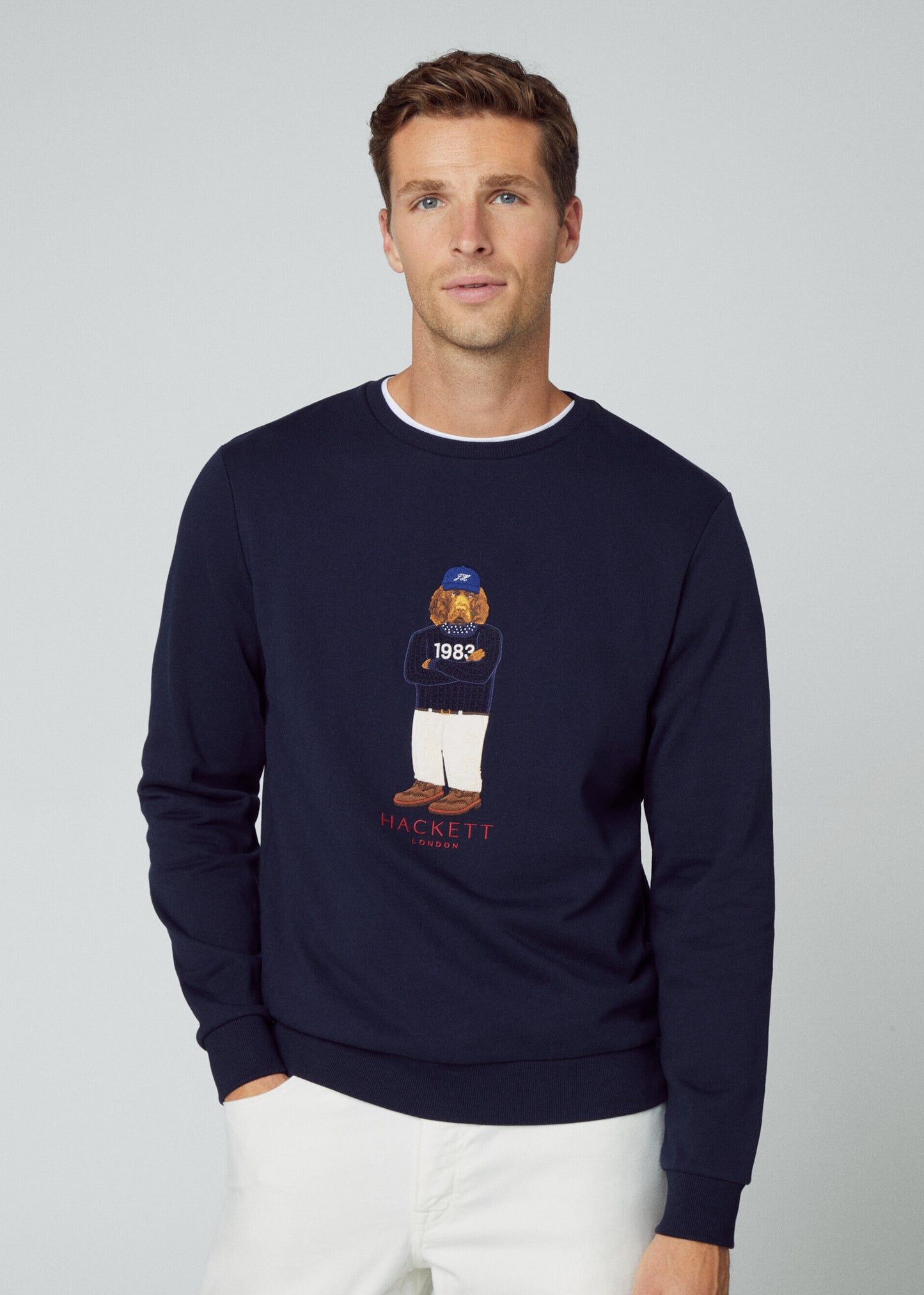 Hackett London Truien Harry logo crew - navy