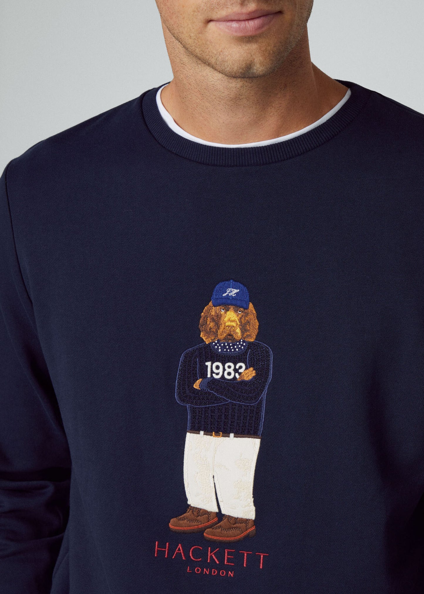 Hackett London Truien Harry logo crew - navy