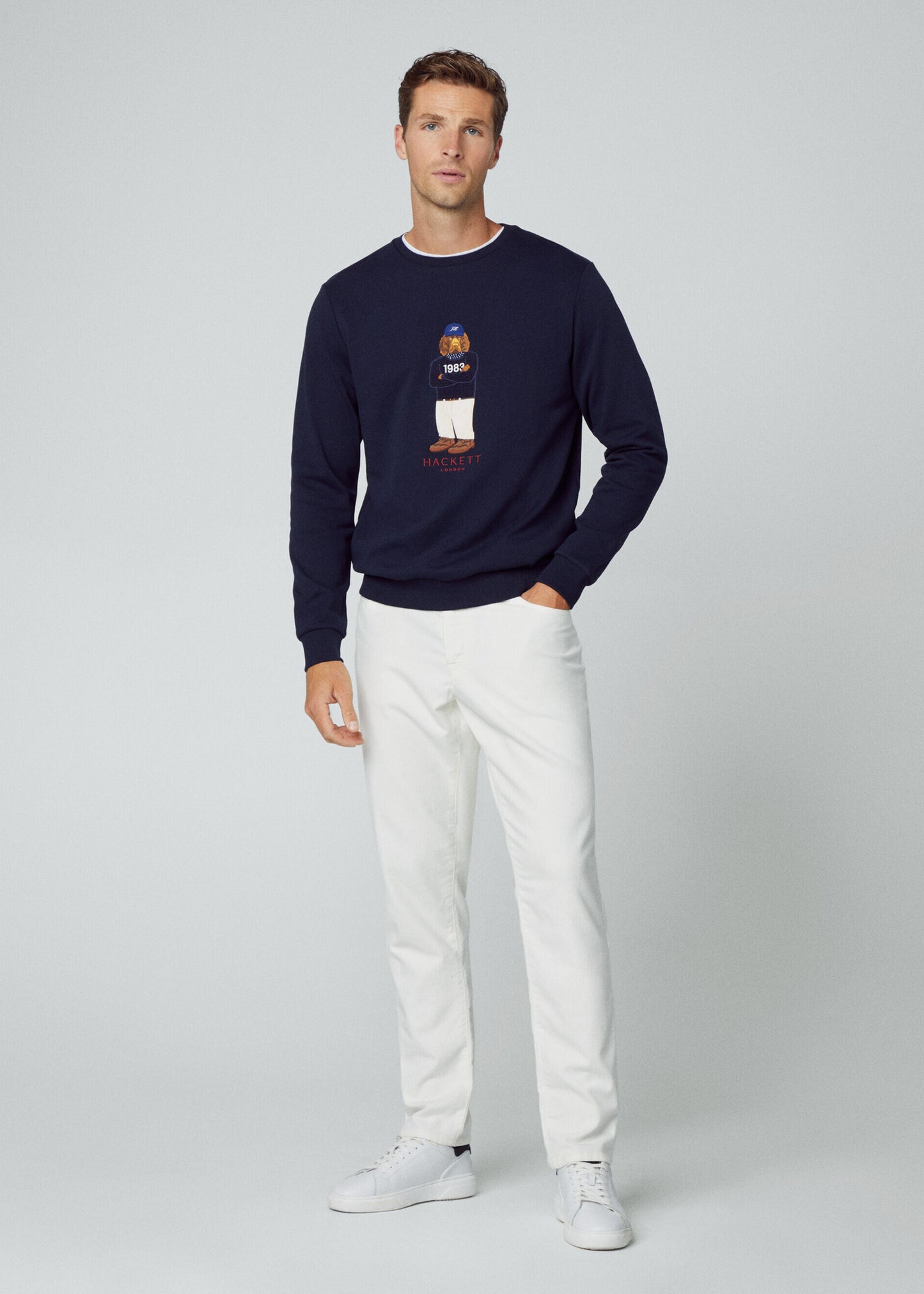 Hackett London Truien Harry logo crew - navy