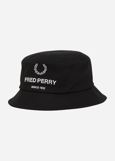 Fred Perry Bucket Hats Cotton canvas branded bkt hat - black