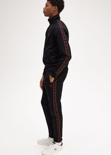 Fred Perry Vesten  Contrast tape track jacket - black whisky brown
