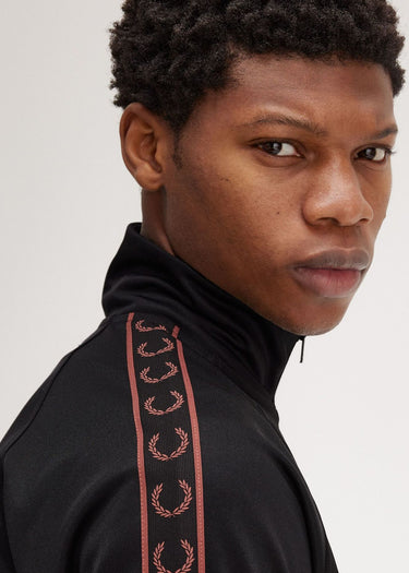 Fred Perry Vesten  Contrast tape track jacket - black whisky brown