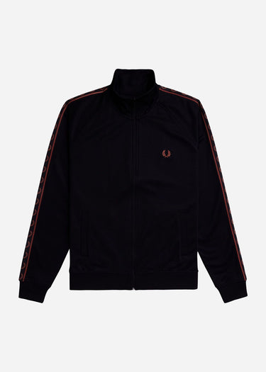 Fred Perry Vesten  Contrast tape track jacket - black whisky brown