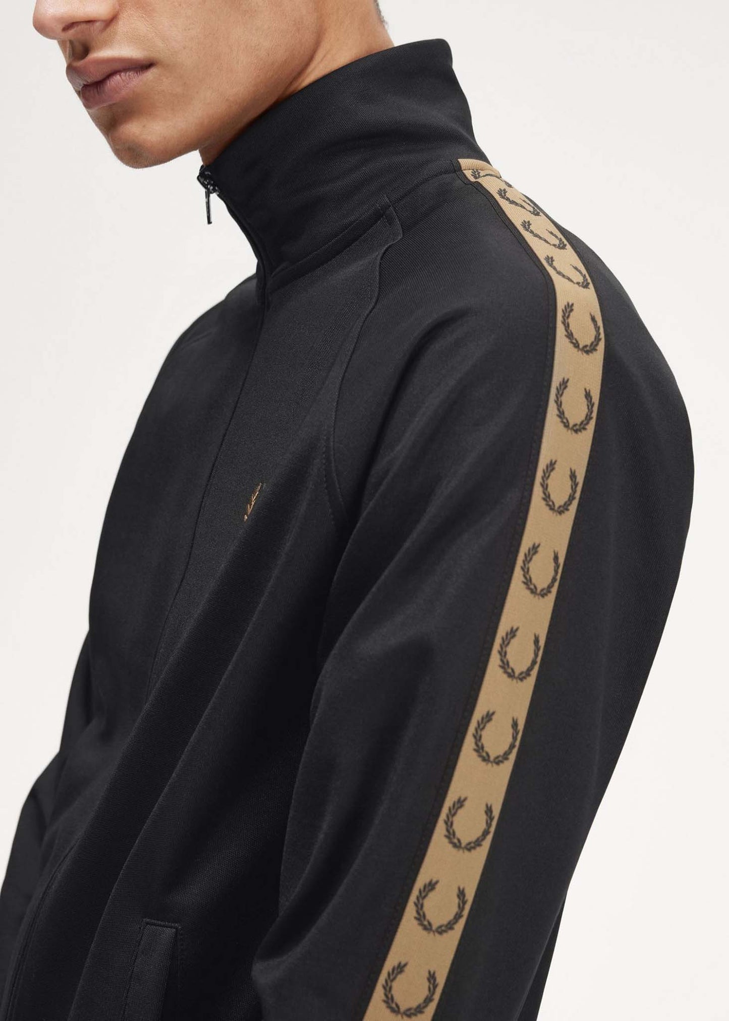 Fred Perry Vesten Contrast tape track jacket - black shaded stone