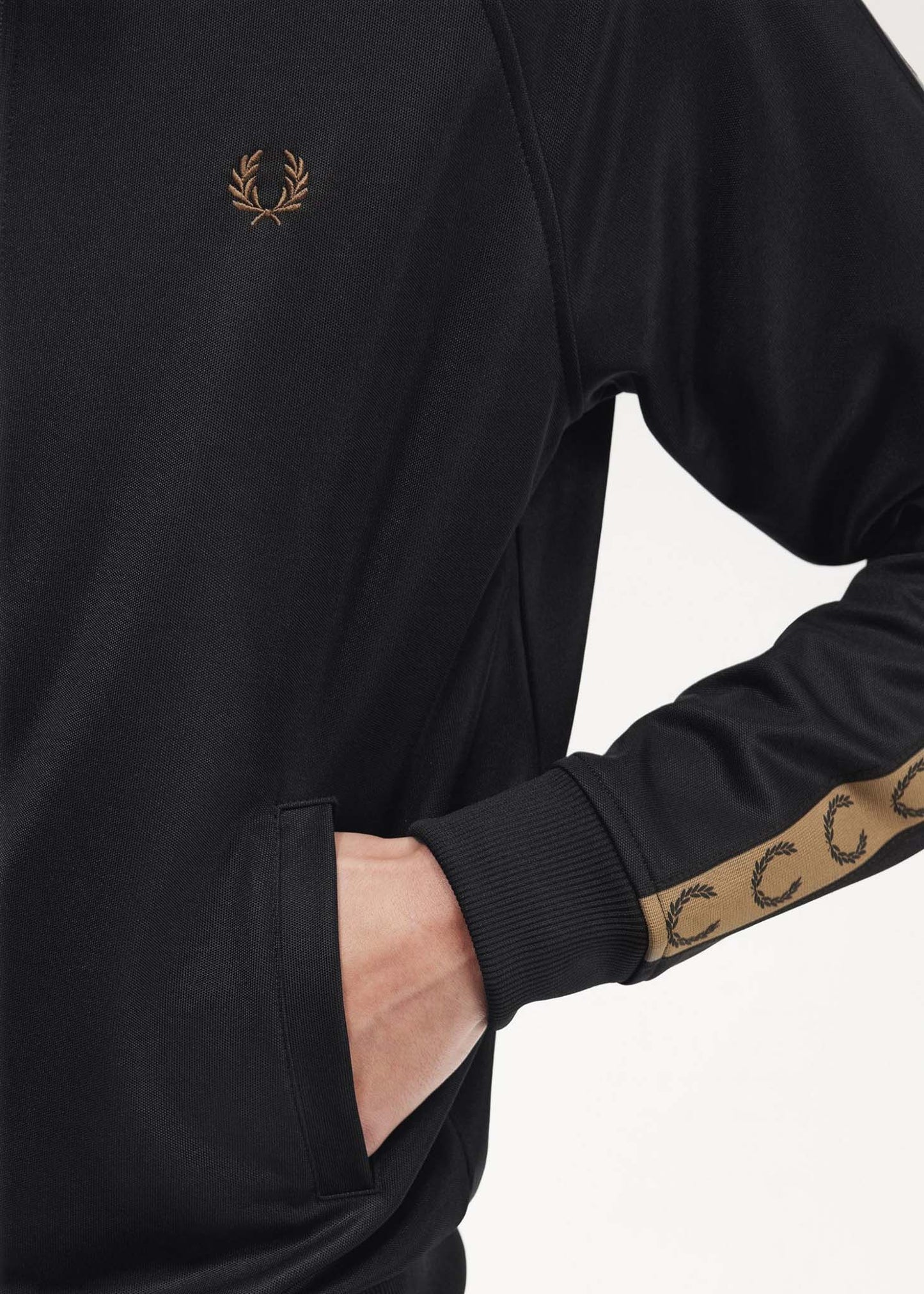 Fred Perry Vesten Contrast tape track jacket - black shaded stone