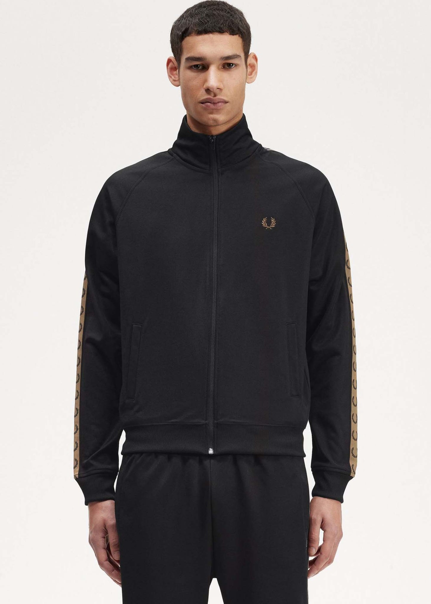Fred Perry Vesten Contrast tape track jacket - black shaded stone