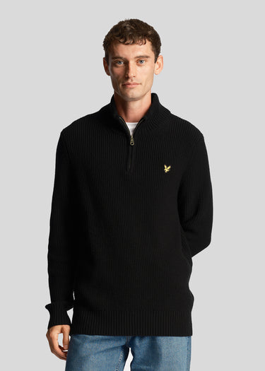 Lyle & Scott Truien Ribbed quarter zip jumper - jet black