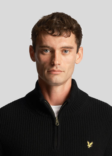 Lyle & Scott Truien Ribbed quarter zip jumper - jet black