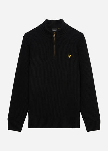 Lyle & Scott Truien Ribbed quarter zip jumper - jet black